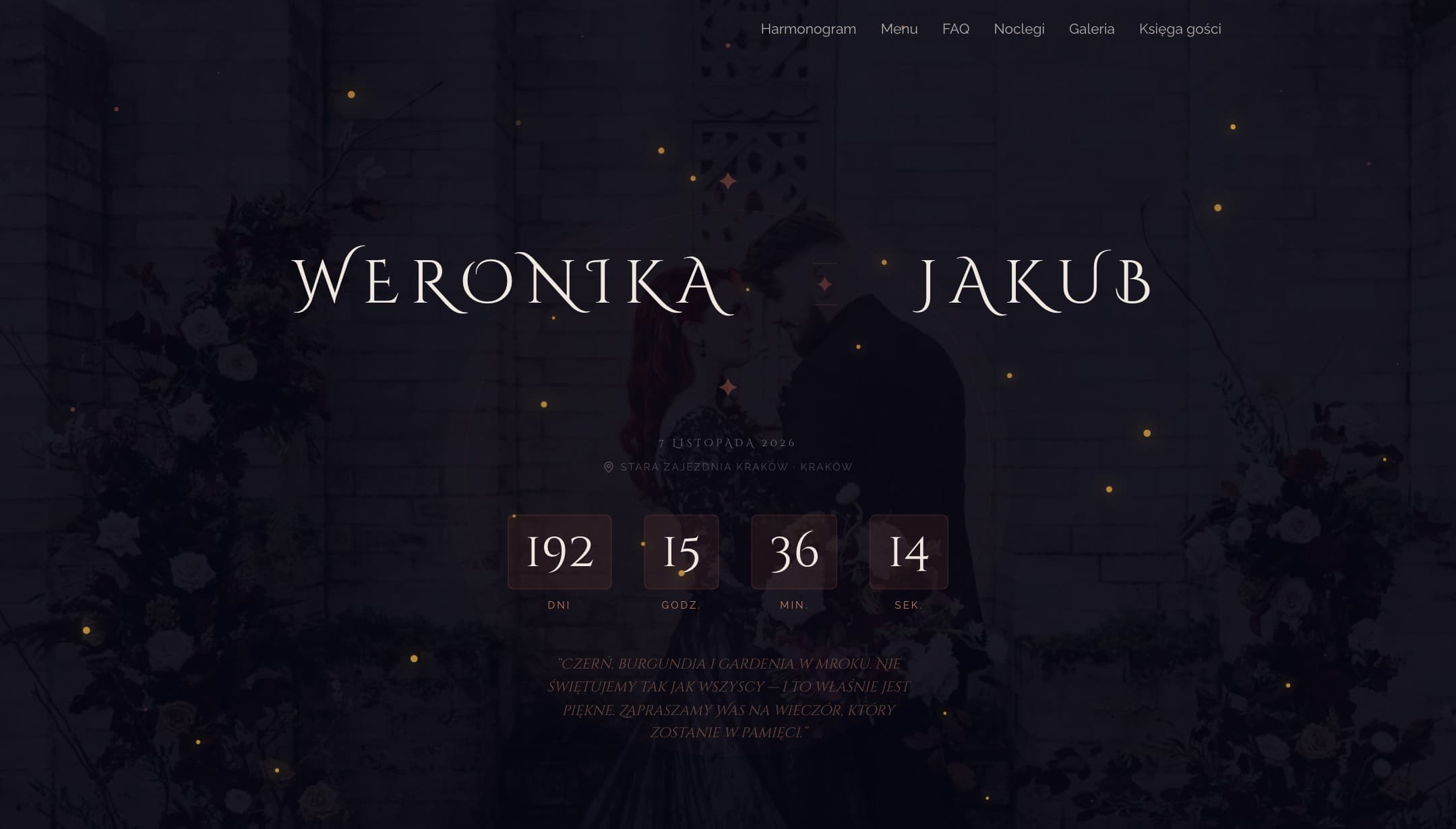 Motyw strony ślubnej Dark Moody