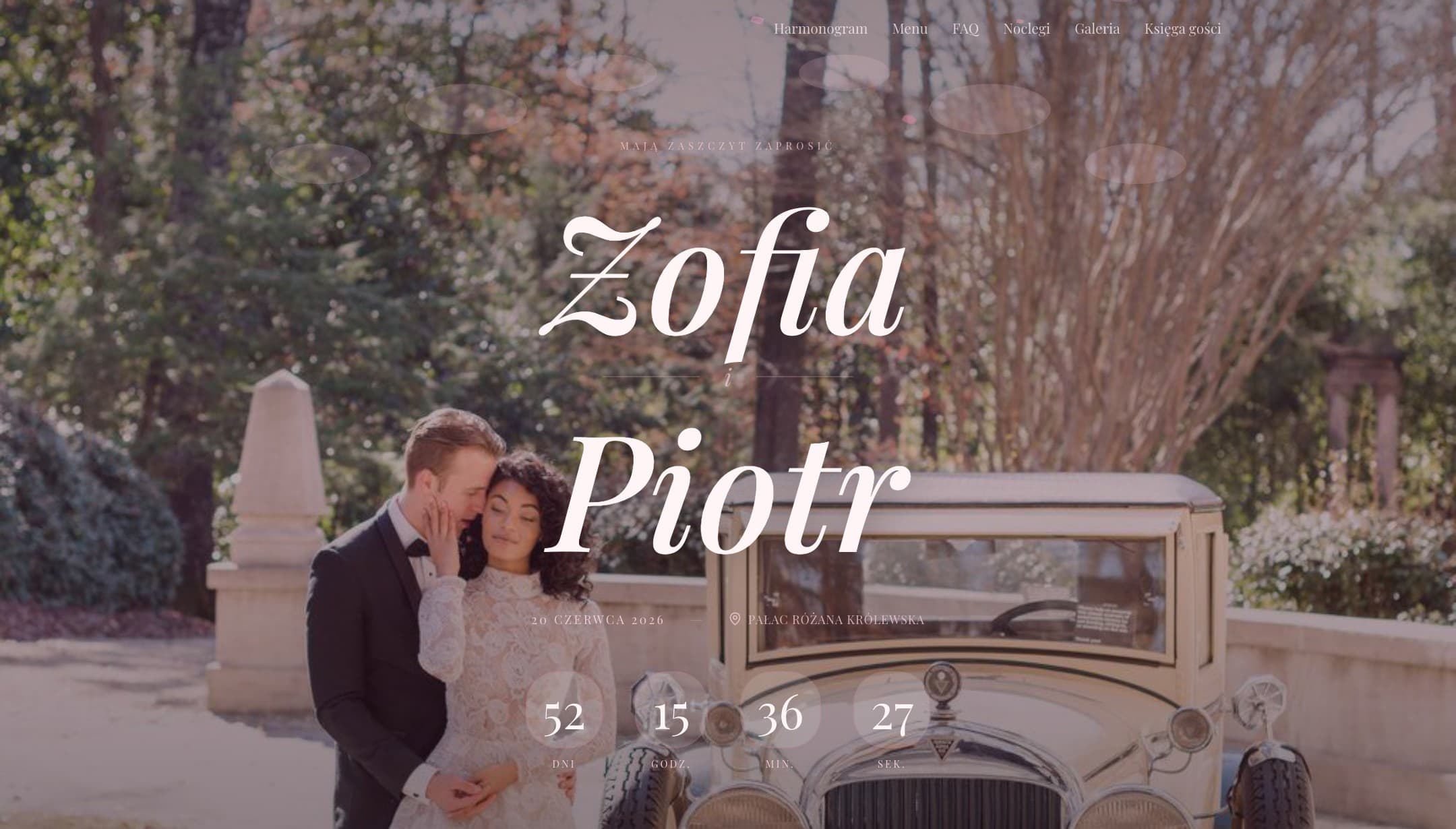 Motyw strony ślubnej Romantyczny