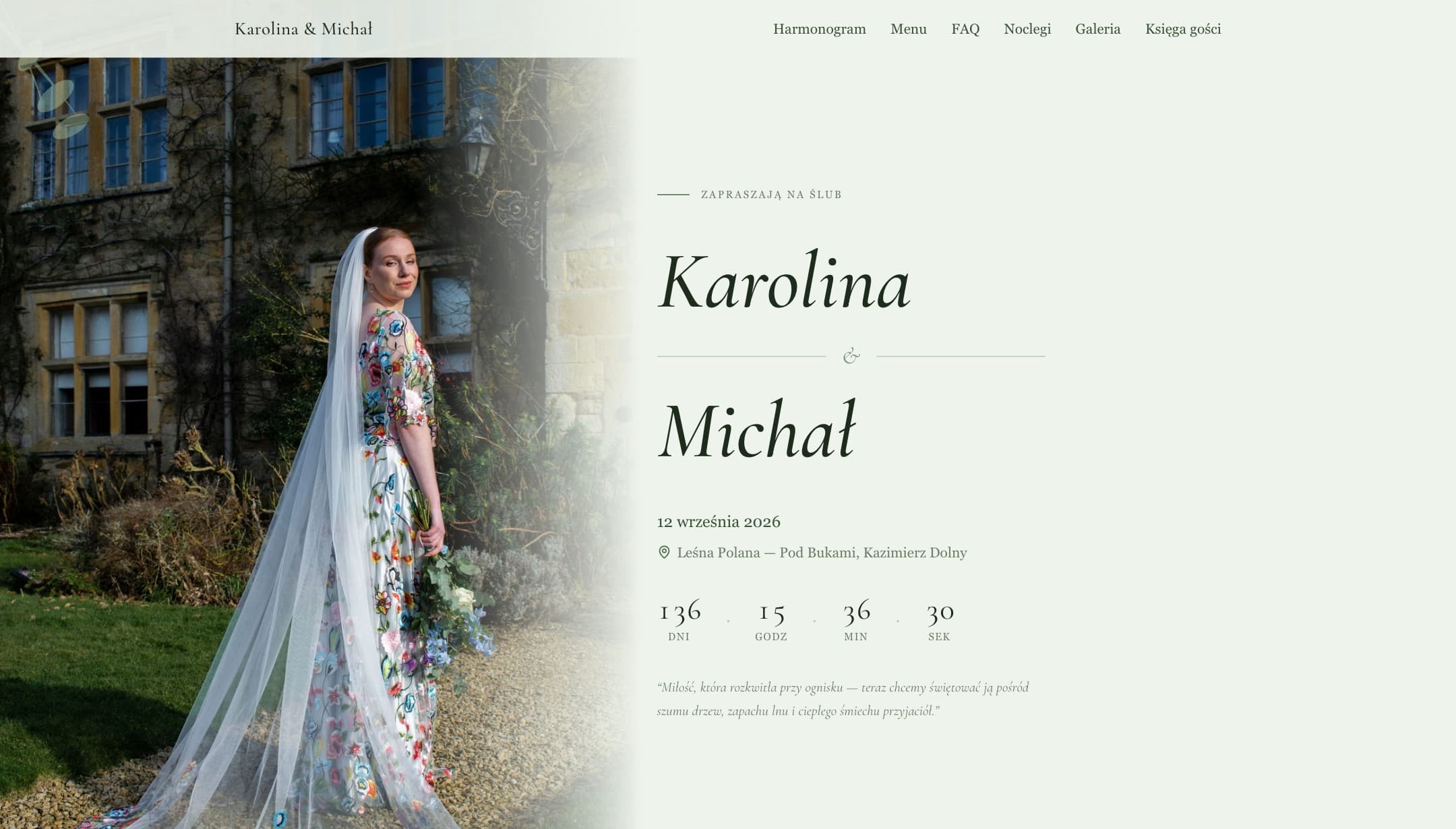 Motyw strony ślubnej Boho