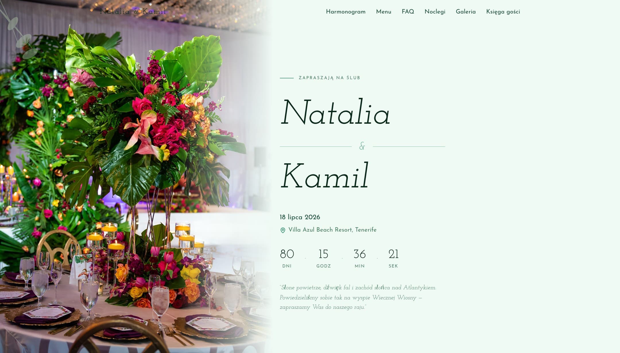 Motyw strony ślubnej Tropikalny