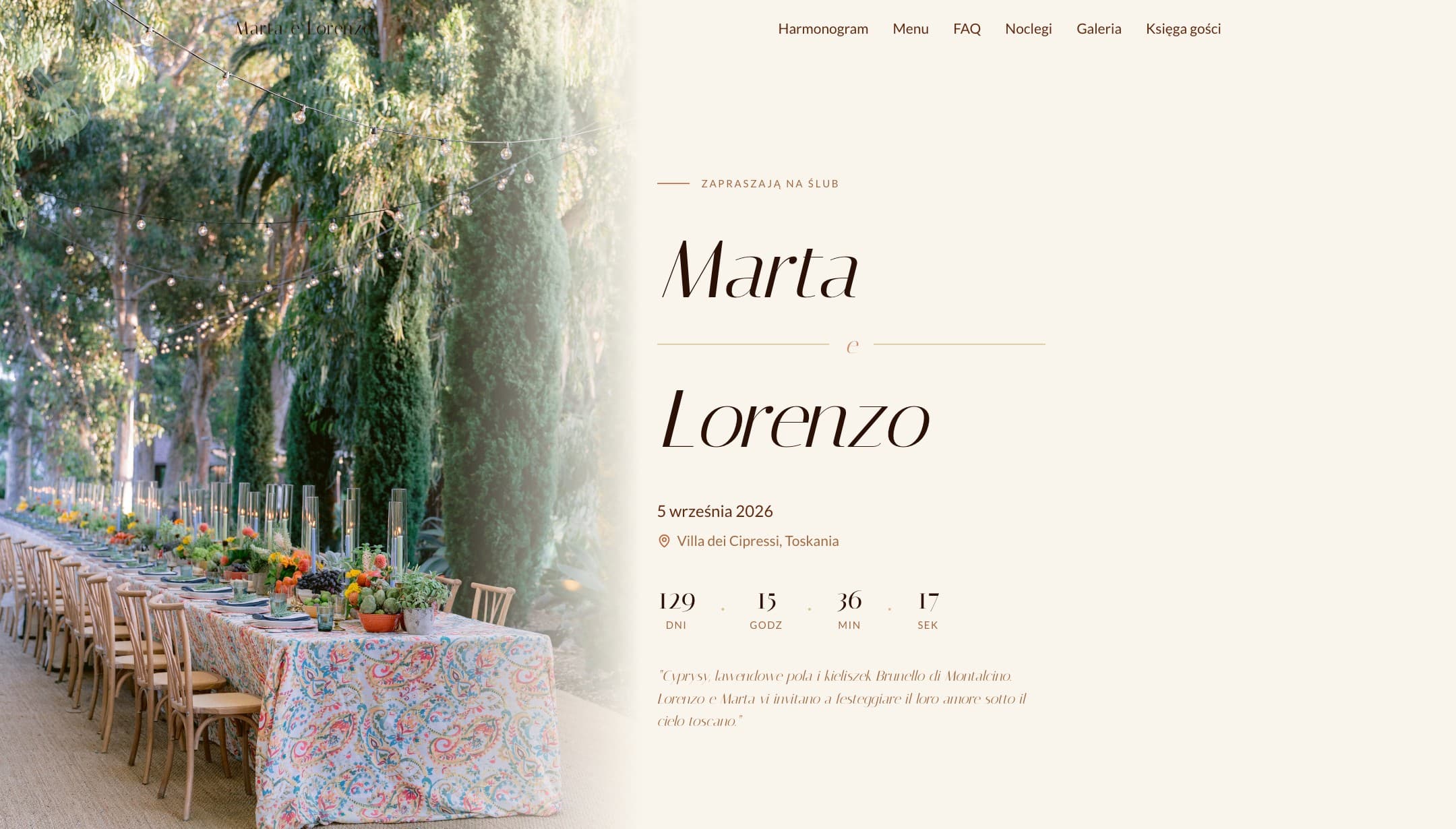 Motyw strony ślubnej Włoskie