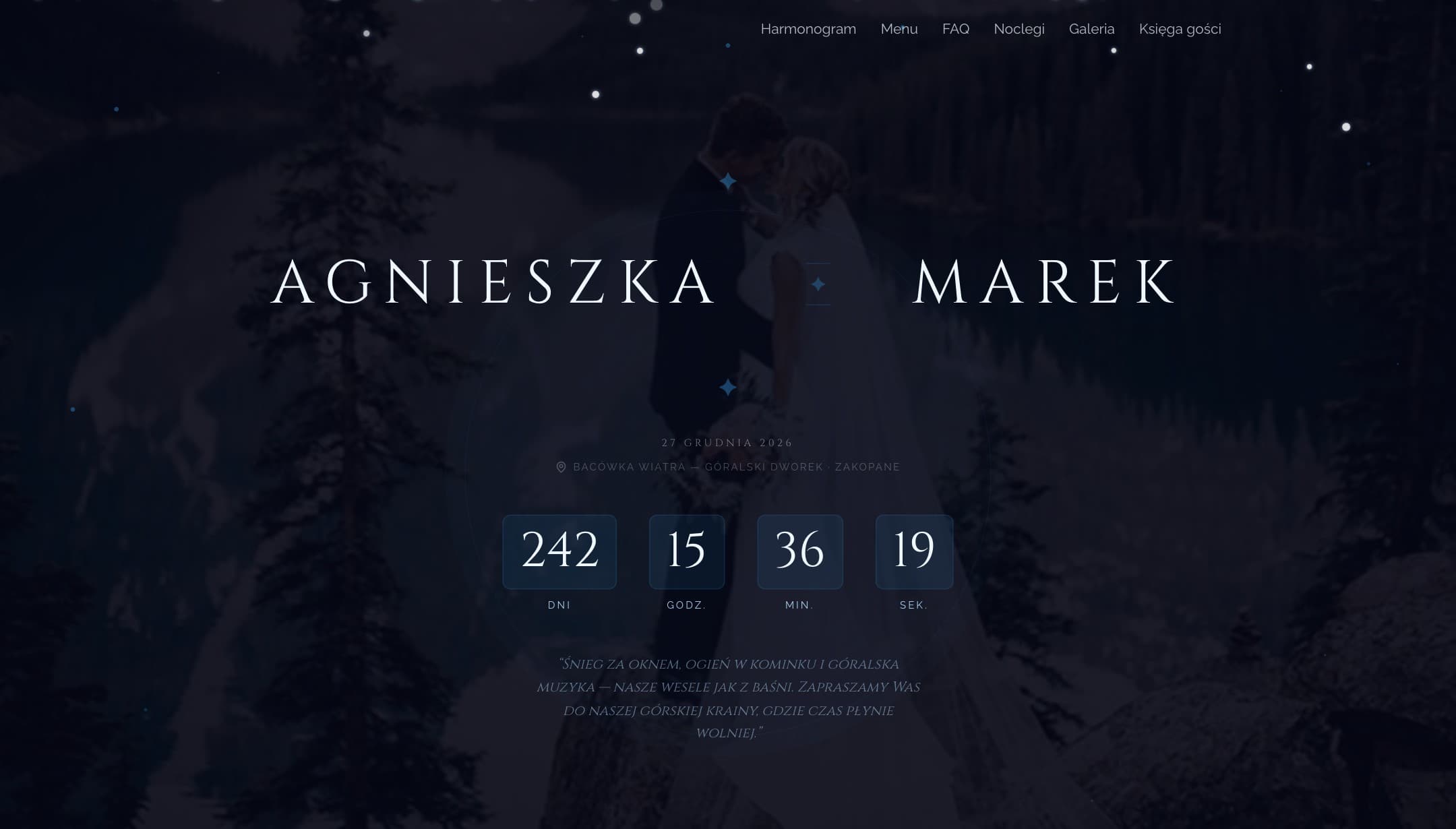 Motyw strony ślubnej Winter