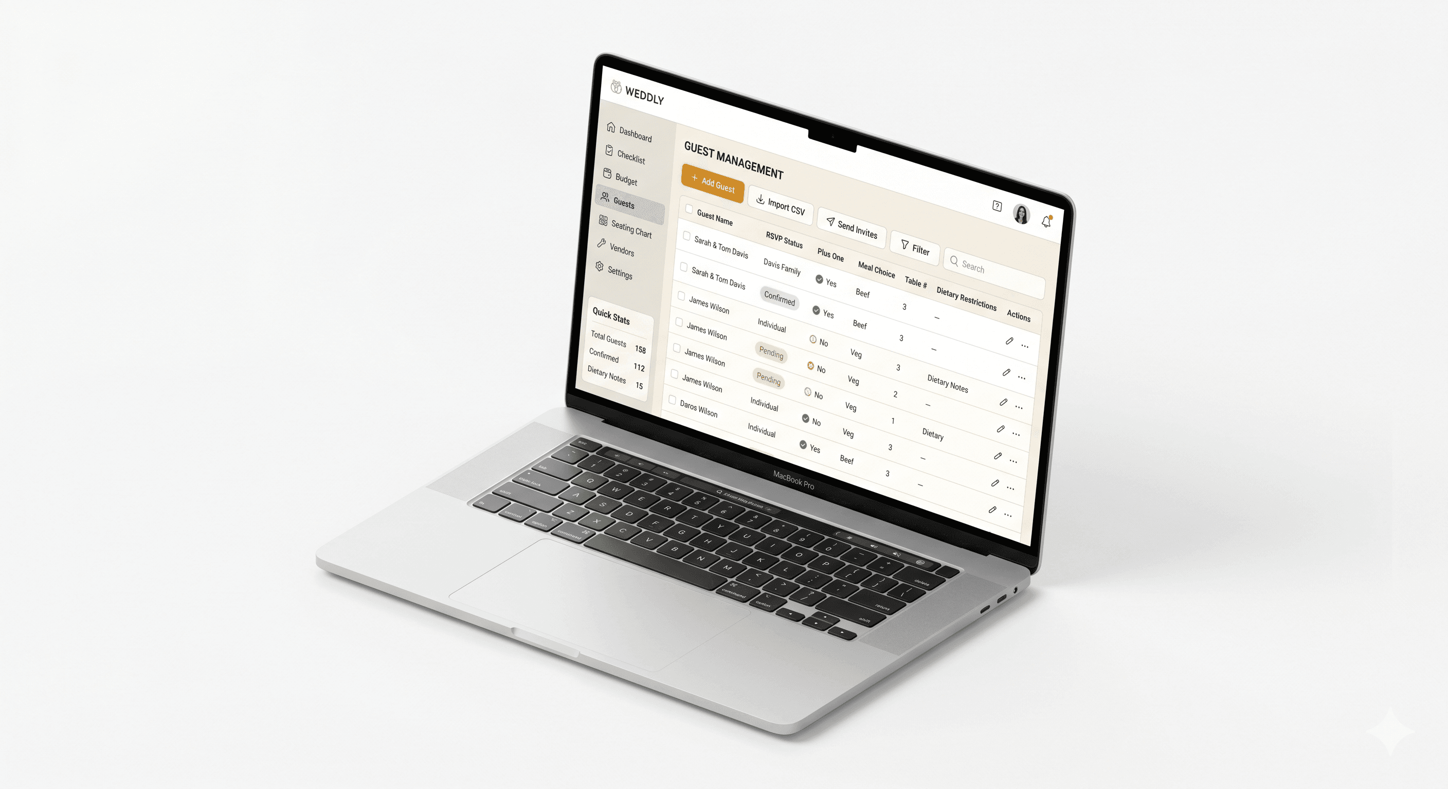 Screenshot: Lista gości