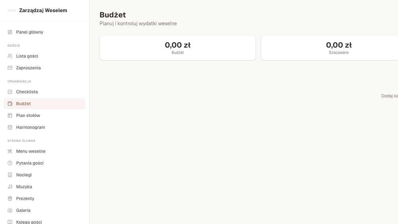 Zrzut ekranu modułu Budżet