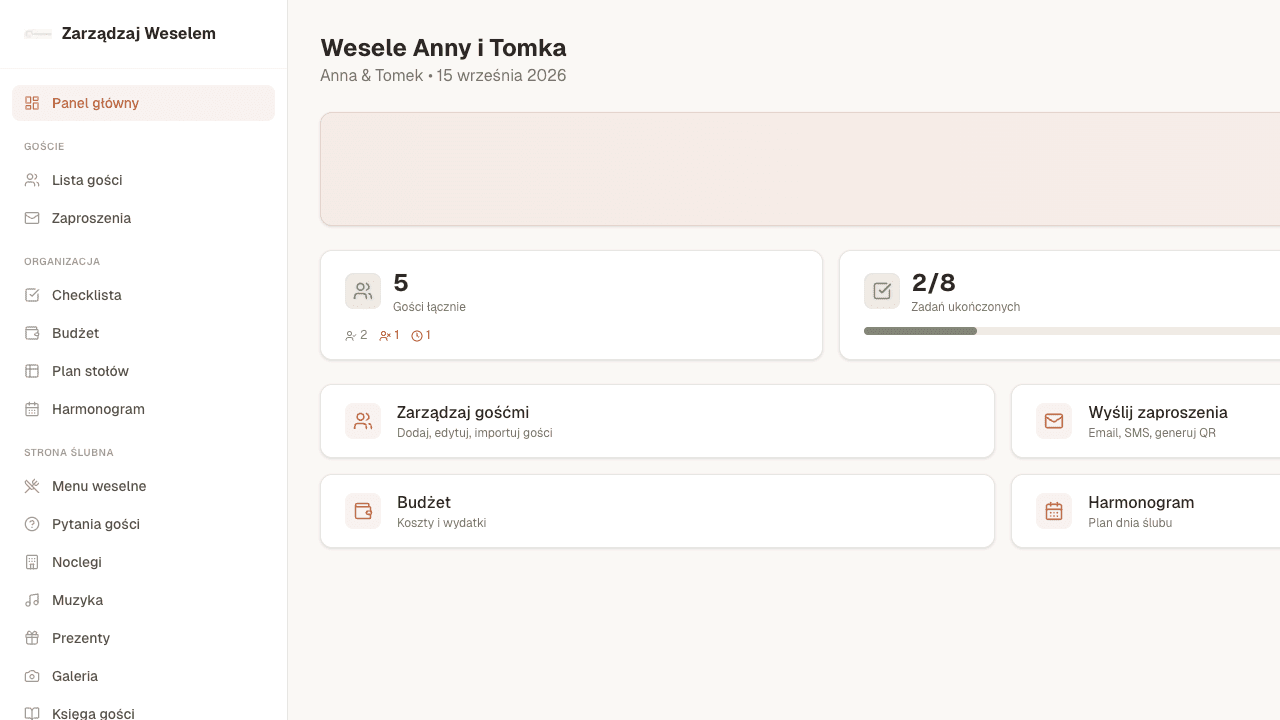 Zrzut ekranu modułu Panel główny