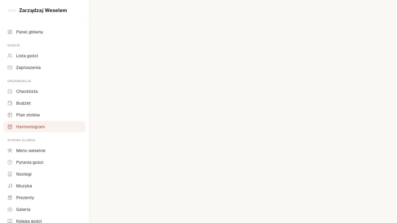 Zrzut ekranu modułu Harmonogram