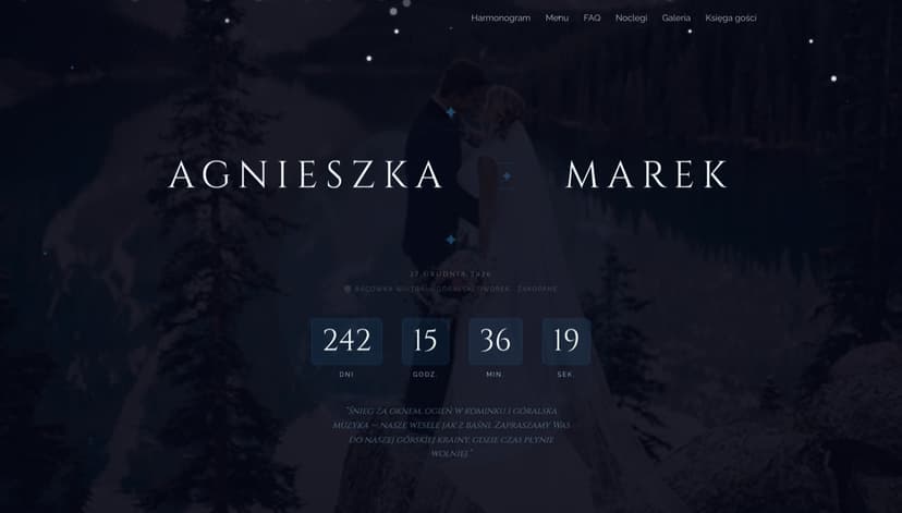 Zaproszenie ślubne — styl Zimowy